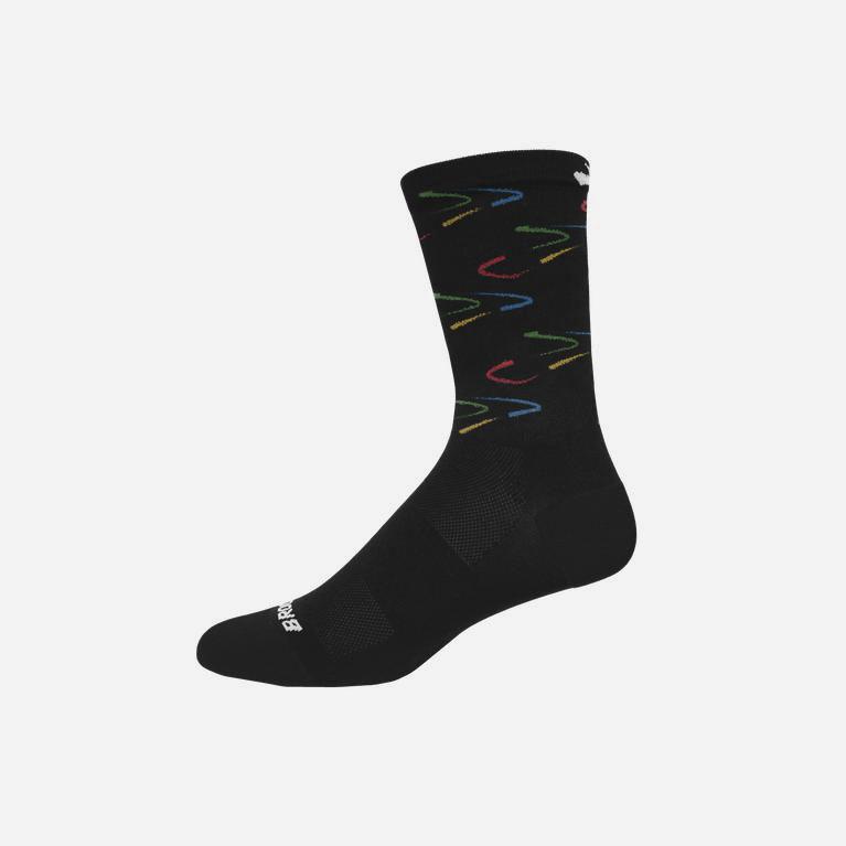 Brooks Tempo Knit In Crew NZ - Men's Running Socks - Black/Run Victory (89672-HWIV)